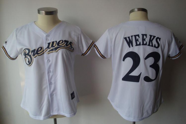 Cheap Women Milwaukee Brewers 23 Weeks White MLB Jersey