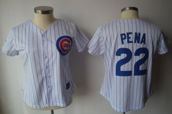 Cheap Women Chicago Cubs 22 Pena White(Blue Strip)MLB Jersey