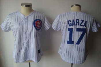 Cheap Women Chicago Cubs 17 Garza White(Blue Strip)MLB Jersey