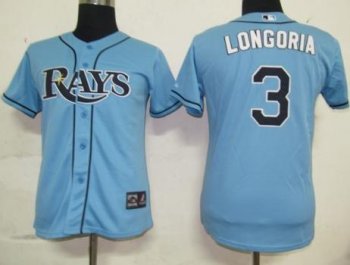 Cheap Women Tampa Bay Rays 3 Longoria Baby Blue MLB Jerseys