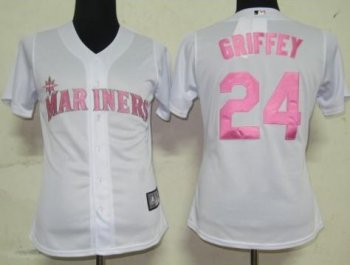 Cheap Women Seattle Mariners 24 Griffey White Jersey