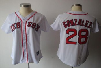 Cheap Women Boston Red Sox 28 Adrian Gonzalez White Jersey