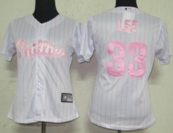 Cheap Women Philadephia Phillis 33 Lee White Pink Strip Jersey