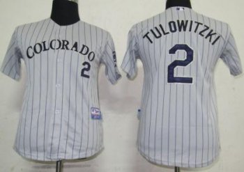 Kids Colorado Rockies 2 Tulowitzki Grey MLB Jerseys Cheap