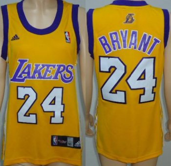 Cheap Women Los Angeles Lakers 24 Kobe Bryant Yellow Swingman Jersey