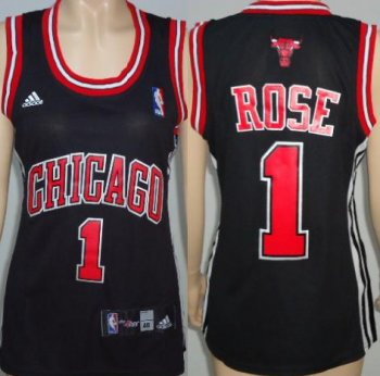 Cheap Women Chicago Bulls 1 Derrick Rose Black Swingman Jersey