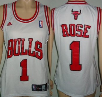 Cheap Women Chicago Bulls 1 Derrick Rose White Swingman Jersey