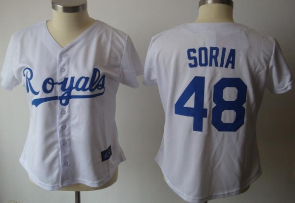 Cheap Women Kansas City Royals 48 Soria White MLB Jerseys