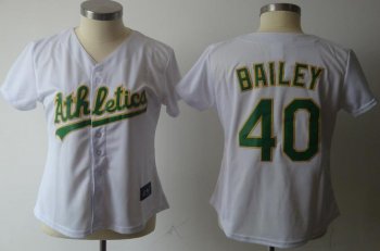 Cheap Women Oakland Athletics 40 Bailey White MLB Jerseys