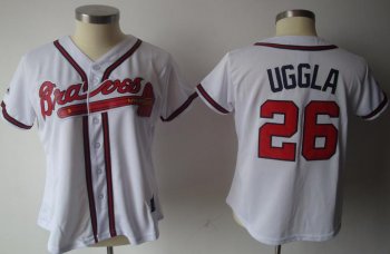 Cheap Women Atlanta Braves 26 Dan Uggla White MLB Jerseys