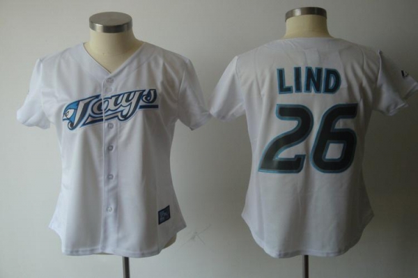 Cheap Women Toronto Blue Jays 26 Adam Lind White Jersey