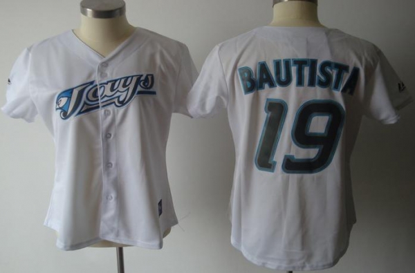 Cheap Women Toronto Blue Jays 19 Jose Bautista White MLB Jersey