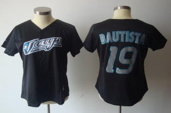 Cheap Women Toronto Blue Jays 19 Jose Bautista Black Jersey