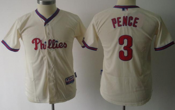 Kids Philadelphia Phillies 3 Hunter Pence Cream Cool Base Jersey Cheap