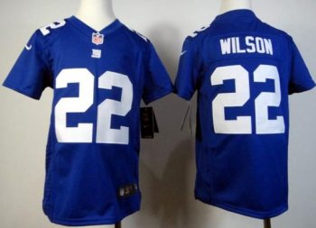 Kids Nike New York Giants 22 Wilson Blue Game Nike NFL Jerseys Cheap