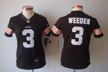 Cheap Women Nike Cleveland Browns 3# Brandon Weeden Brown Game LIMITED Nike NFL Jerseys