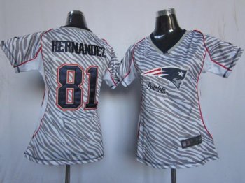 Cheap Women Nike New England Patriots 81 Hernandez FEM FAN Zebra Nike NFL Jerseys