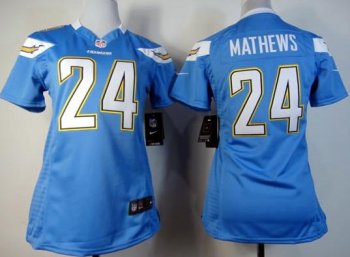 Cheap Women Nike San Diego Chargers 24# Ryan Mathews Light Blue Nike NFL Jerseys