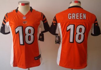 Cheap Women Nike Cincinnati Bengals 18# A.J.Green Orange Game LIMITED NFL Jerseys