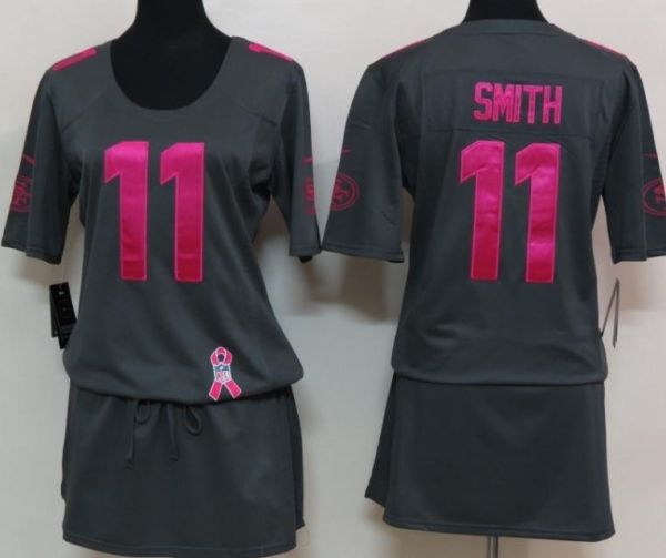 Cheap Women Nike San Francisco 49ers 11 Alex Smith Breast Cancer Awareness Dark Grey NFL Jersey