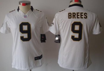 Cheap Women Nike New Orleans Saints 9 Drew Brees White Game LIMITED NFL Jerseys