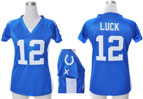 Cheap Women Nike Indianapolis Colts #12 Andrew Luck Blue Womens Draft Him II Top Jerseys