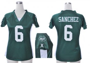 Cheap Women Nike New York Jets 6# Mark Sanchez Green Womens Draft Him II Top Jerseys