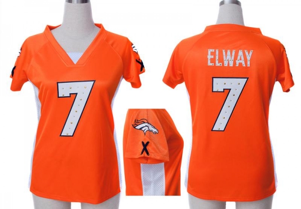 Cheap Women Nike Denver Broncos 7 John Elway Orange Womens Draft Him II Top Jerseys