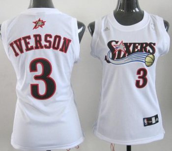 Cheap Women Philadelphia 76ers 3 Allen Iverson White Revolution 30 Swingman NBA Jersey