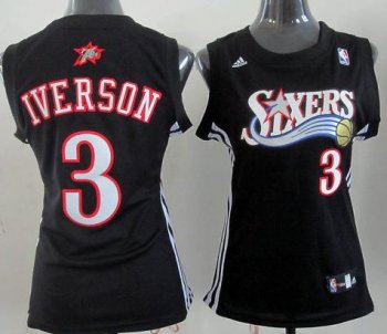 Cheap Women Philadelphia 76ers 3 Allen Iverson Black Revolution 30 Swingman NBA Jersey