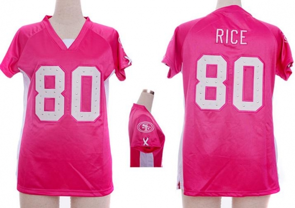 Cheap Women Nike San Francisco 49ers 80 Jerry Rice Pink Womens Draft Him II Top Jerseys