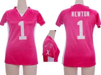 Cheap Women Nike Carolina Panthers #1 Cam Newton Pink Womens Draft Him II Top Jerseys