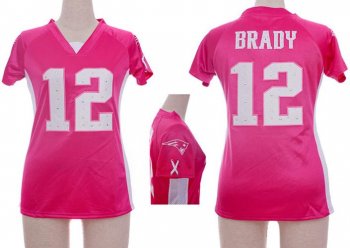 Cheap Women Nike New England Patriots 12 Tom Brady Pink Womens Draft Him II Top Jerseys