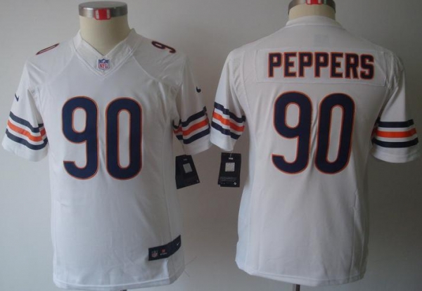 Kids Nike Chicago Bears 90 Peppers White Game LIMITED NFL Jerseys Cheap