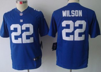 Kids Nike New York Giants 22 Wilson Blue Game LIMITED NFL Jerseys Cheap