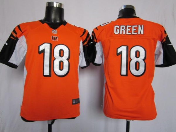 Kids Nike Cincinnati Bengals 18# A.J.Green Orange NFL Jerseys Cheap