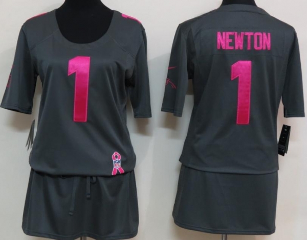 Cheap Women Nike Carolina Panthers #1 Cam Newton Breast Cancer Awareness Dark Grey NFL Jersey