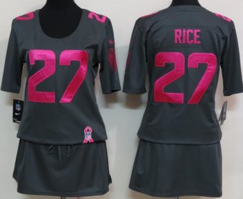 Cheap Women Nike Baltimore Ravens #27 Ray Rice Breast Cancer Awareness Dark Grey NFL Jersey