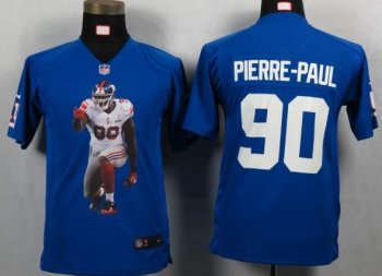 Kids Nike New York Giants 90 Pierre-paul Blue Portrait Fashion Game Jerseys Cheap