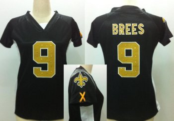 Cheap Women Nike New Orleans Saints 9 Brees Black Womens Draft Him II Top Jerseys