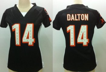 Cheap Women Nike Cincinnati Bengals 14# Andy Dalton Black Womens Draft Him II Top Jerseys