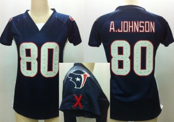 Cheap Women Nike Houston Texans #80 Andre Johnson Blue Womens Draft Him II Top Jerseys