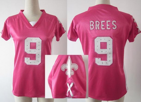 Cheap Women Nike New Orleans Saints 9 Brees Pink Womens Draft Him II Top Jerseys