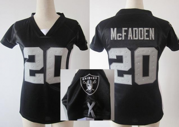 Cheap Women Nike Oakland Raiders #20 Darren McFadden Black Womens Draft Him II Top Jerseys