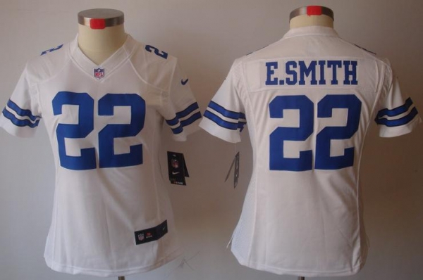 Cheap Women Nike Dallas Cowboys 22 E.SMITH White Game LIMITED Nike NFL Jerseys