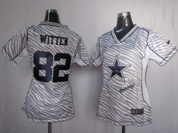 Cheap Women Nike Dallas Cowboys #82 Jason Witten Women's FEM FAN Zebra Nike NFL Jerseys