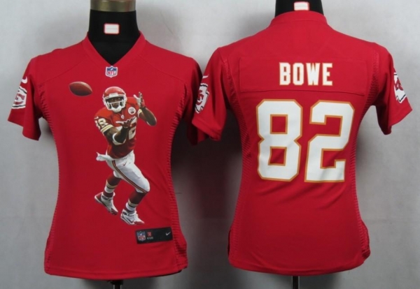 Cheap Women Nike Kansas City Chiefs 82 Bowe Red Portrait Fashion Game Jerseys