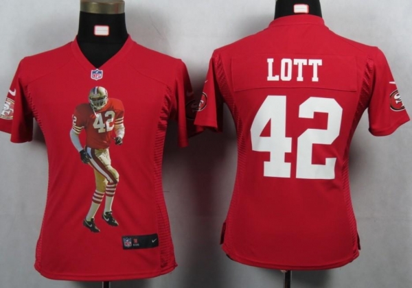 Cheap Women Nike San Francisco 49ers 42 Lott Red Portrait Fashion Game Jerseys