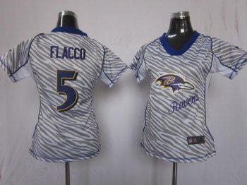 Cheap Women Nike Baltimore Ravens #5 Joe Flacco Women's FEM FAN Zebra Nike NFL Jerseys