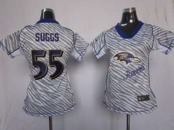 Cheap Women Nike Baltimore Ravens #55 Terrell Suggs Women's FEM FAN Zebra Nike NFL Jerseys